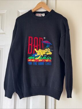 Vintage 90s B.A.D Wonder World Graphic Sweater – Dog Umbrella Cotton